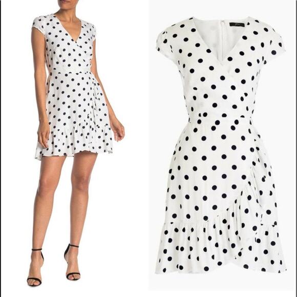 J. Crew Faux Wrap Dress Fawn Polka Dot - Picture 1 of 10